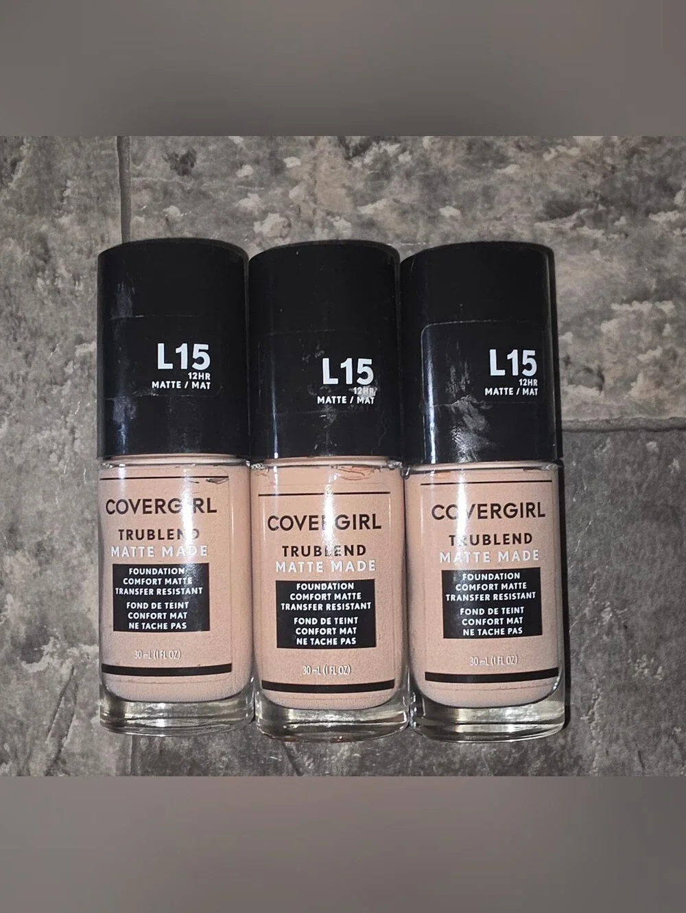 COVERGIRL TruBlend Matte Made Foundation L15 Porcelain (3 Pack) BNIB